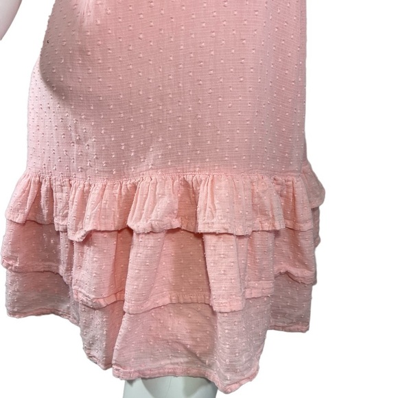 NEON Rose Ruffle V-Neck Pink Fit and Flair Dress with Swiss Dots & Ruffle Hem L - Picture 4 of 14